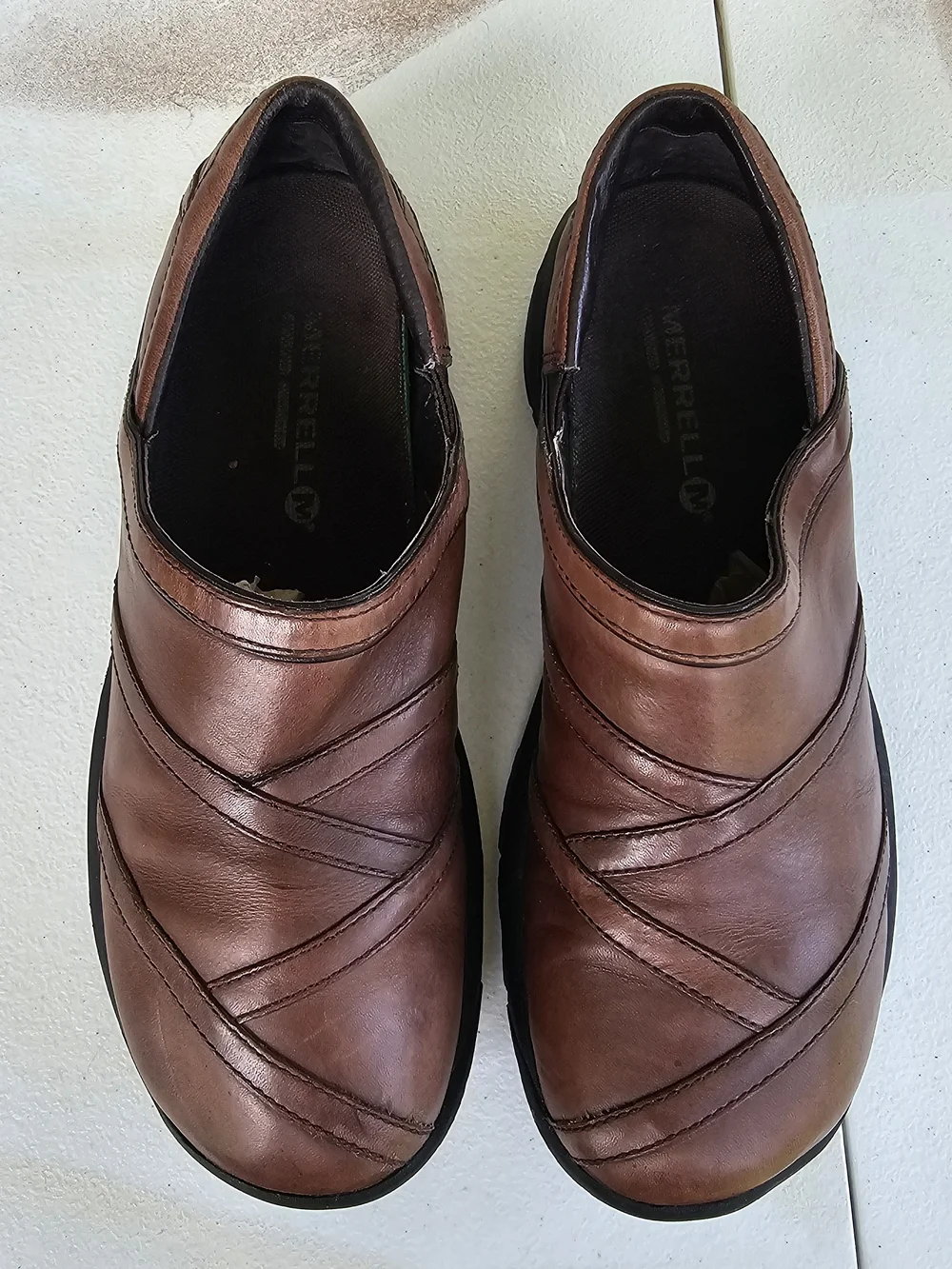 Merrell Womens 8 Brown Leather Slip On Comfort Casual Walking Shoes J46730